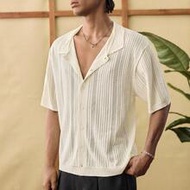 Standard Size Men's Knit กลวงออก Short Sleeve