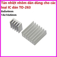 Aluminum heatsink for IC stickers TO-263, 14x14x6mm, 8x8x4mm, glue just sticks TO IC (Raspberry pi h