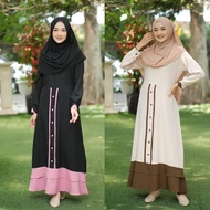 READY STOCK Adinda Baju Muslimah Fashion Long Dress Maxi Jubah Raya Casual Basic Simple Plain Black Pink Cream