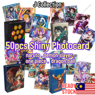 Anime Trading Card 50pcs TCG Naruto One Piece Demon Slayer Photocard Playing Card Collection Dragon Ball