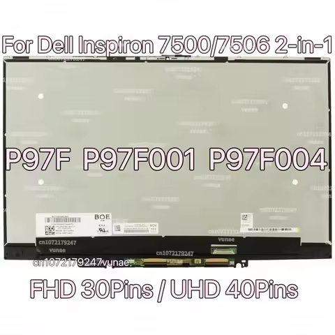 Replacement Display LCD Touch Screen 0RFCMD for Dell Inspiron 7500 7506 2-in-1 Assembly P97F P97F001