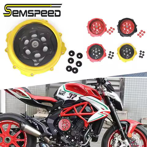 ‌SEMSPEED Motorcycle Accessories Clear Clutch Cover Engine Guard For MV Agusta Brutale Dragster 800 
