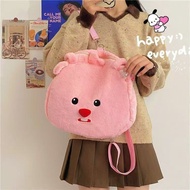 【Ready Stock】小红书单肩包海狸双肩包可爱卡通毛绒大容量大学生双肩包女生礼物loopy backpack