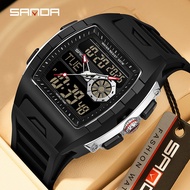Travel Friendly SANDA Watch - 3 Time Zones, Split Timer, Luminous, Waterproof & Day