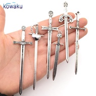[Ababixa] 6pcs Knight Sword Pendants Swords Miniature Long Sword for DIY Craft Necklace Jewelry Maki