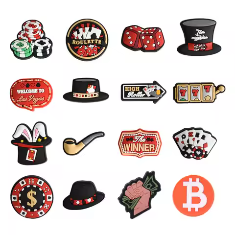 Hot Sales Game Money Las Vegas Shoe Charms Pin for Crocs Accessories Decoration Kids Girls Boys Adul