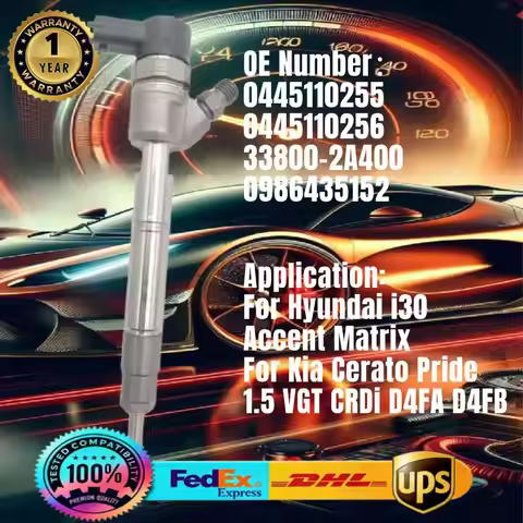 0445110255 0445110256 33800-2A400 0986435152 Fuel Injector for Hyundai i30 Accent Matrix Kia Rio Cer