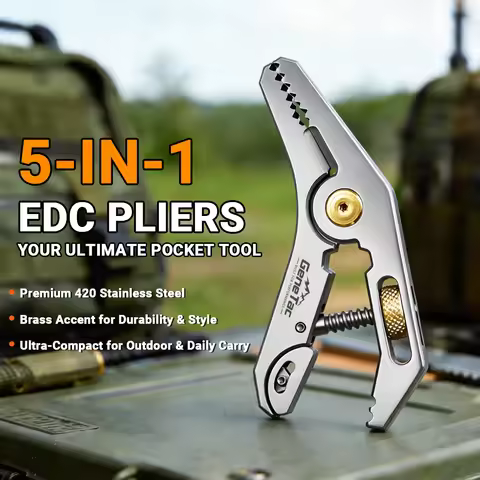 5-in-1 Multitool Pocket Wrench Pliers Multi-functional EDC Tools 6mm Hex Wrench Flat Nose Plier Outd