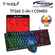T-WOLF TF260 3-IN-1 Gaming Combo 87-Keys Gaming Keyboard + 7-Color 3 Buttons Mouse + Mouse Pad Combo