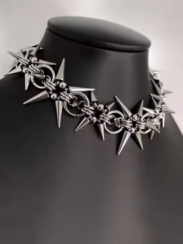 Punk Grunge Rock Rivet Chain Earrings Cool Fashion Handmade Geometric Necklace Goth Charm Jewelry Hi