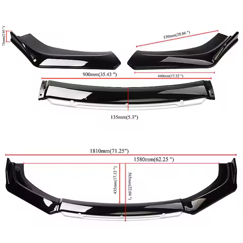 Sedan Front Bumper Lip Chin Spoiler Splitter Diffuser Bodykit Universal For Audi A3 A4 A6 Q3 S3 S4 S
