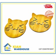 2PCS Cat Design Bamboo Coaster Mat Place Mat Tikar Coaster Tikar Buluh MYF40