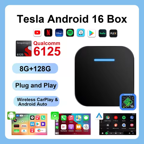 Ezonetronics Tesla Android Box 8G+128G Android 16 Wireless CarPlay & Android Auto Qualcomm 6125 Supp