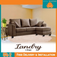 Sofa Master - Landry 3 Seater Fabric L-Shape Sofa In Brown