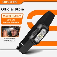 SUPERFIRE HL05-Y 2W Rechargeable LED Headlamp Motion Sensor Super Bright Waterproof Belt Orange Head