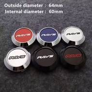 4PCS OD 64MM / ID 60MM Sport Rim Center Wheel Cap RAYS VOLK Emblem Sticker Wheel Cover Hub Cap Silve