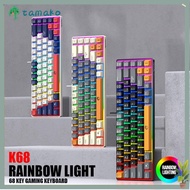 TAMAKO Gaming Keyboard, 68 Keys Luminous RAIKU K68 Keyboard,  Blue Switch Thai Keys USB Connection W