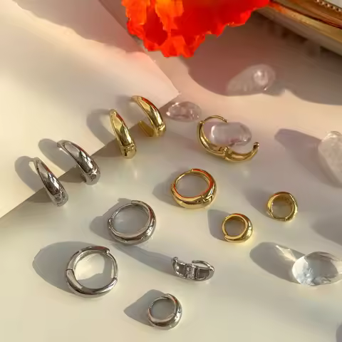 925 silver Gold Earrings Zircon Simple Circle Drop Earrings For Women Gift Earings Fashion Jewelry