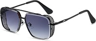 Vintage Retro 70s Sunglasses for Men Women, Fashion Steampunk Sun Glasses Gold Square Aviator Frame