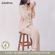 Kalma Bamboo Sleepwear Pajama Set for Women - Deep Champagne | Long Sleeve Button Up Shirt with Long Pajama | Lana Collection