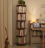 RaySure - 實木旋轉書架可移動家用客廳書櫃落地置物架