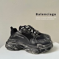 [近全新] Balenciaga巴黎世家 Triple S 褪色做舊日 潮流 厚底防滑耐磨 低幫 老爹鞋 男款 黑灰 EU40  (Z1416)