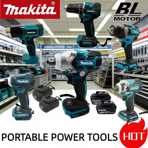 Makita Cordless Brushless Drill Combo: Digital Heat Gun, Impact Driver / Wrench, DTD173, DDF487, DTW