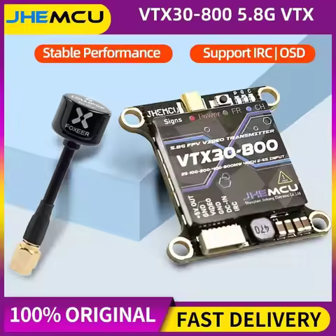JHEMCU VTX30-800 5.8G 40CH PitMode 25mW 100mW 200mW 400mW 800mW Adjustable VTX 2-6S 30X30mm for RC F
