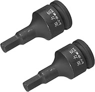 uxcell 2 Pcs 1/2" Drive x H14(14mm) Impact Hex Bit Socket, Metric 4" Length, CR-MO Steel Use with Im