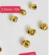 Gold Ball Charm size 2.5 mm - AU 417 - 10kara - Milled shape - Super cheap, durable and sturdy - Sup