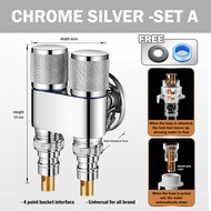 ALX MALAYSIA Toilet Faucet Double Water Tap Valve Washing Machine Faucet Space Saving Auto Stop Wate