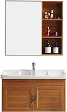 HDZWW Bathroom Sink Cabinet Wall Cabinet Combination Space Aluminum Bathroom Cabinet Thickened Mirror Cabinet Wash Basin Washbasin Unit Cabinet (Color : Brown, Size : 48x81x48cm)