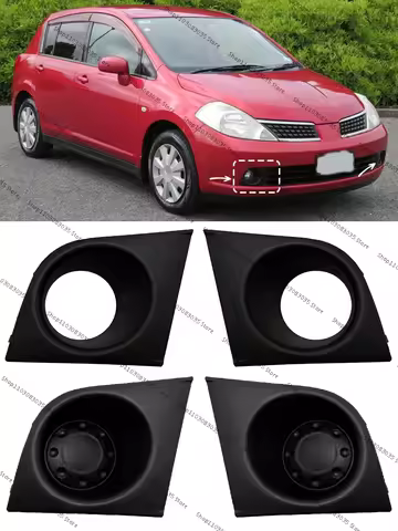 For Nissan Tiida Latio 2005 2006 2007 2008 Front Bumper Fog Lamp Cover Hood Frame Accessories