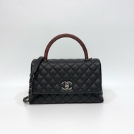 CHANEL黑荔枝復古釦蜥蜴皮手把coco handle28