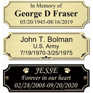 3" W x 1" H Personalized Custom Engraved Brushed Gold Solid Brass Plate Frame Name Label Art Tag Wit