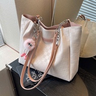 Túi xách nữ tote da trần trám KÈM MÓC BÔNG đeo vai đi học đi làm du lịch mã 322