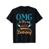 OMG Its My 66th Birthday Mens Graphic T-Shirt - Cotton Comfort Fit S-XXXL, Vibrant Cartoon Print wi