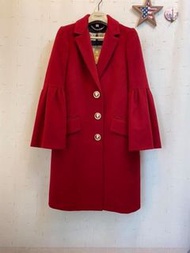 BURBERRY英國黑標繽紛鮮紅色燈籠袖羊毛大衣
