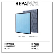 Hitachi EP-A6000/EP-A7000/EP-A8000 Compatible HEPA &amp; Activated Carbon Filters [Free Alcohol Swab] [HEPAPAPA]
