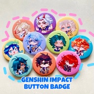 Genshin Impact Glitter Button Badges 58mm Cute Chibi
