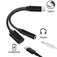 Earphone 2 in 1 Adapter Type C to 3.5mm Aux Audio Cable USB-C 3.5 mm Jack Headset Charging Cable