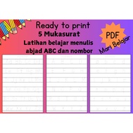 PDF | Alphabet and Number Tracing Sheet | Latihan Belajar menulis abc dan nombor | prasekolah