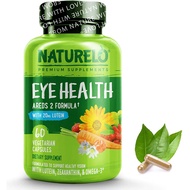 NATURELO Eye Vitamins AREDS 2 Formula Lutein, Zeaxanthin, Natural Vitamin C, Zinc - Supplement for Dry Eyes, Vision