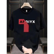 T-Shirt Lelaki - T-Shirt Leher Kru Putih dengan Grafik '7' Merah Tebal