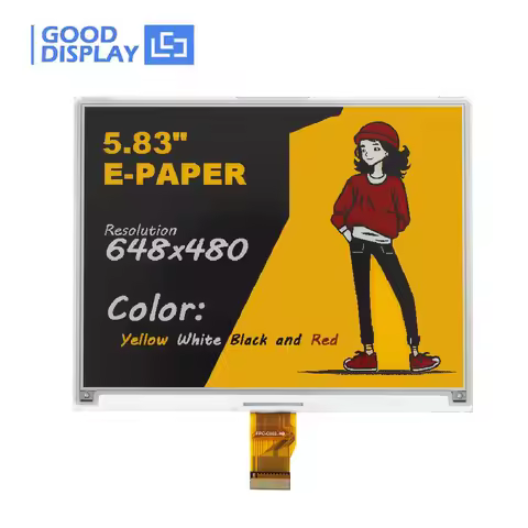 GooDisplay 12s Fast Refresh 5.83-inch 4-Color E-Paper Display 648x480 SPI Interface E Ink Screen, GD