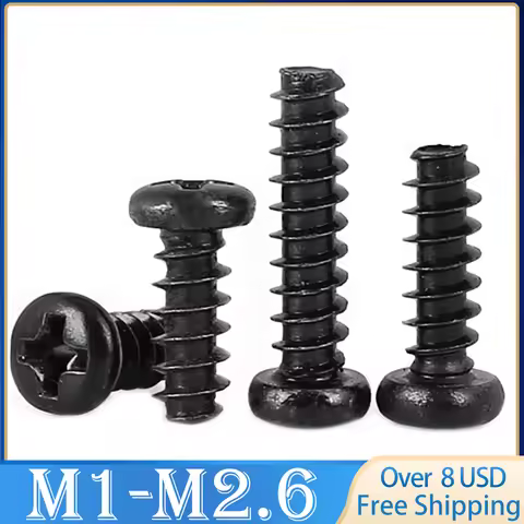 500/ 200/ 100pcs M1 M1.2 M1.4 M1.5 M1.6 M1.7 M2 M2.3 M2.6 PB Pan Head Black Electronic Micro Screws 