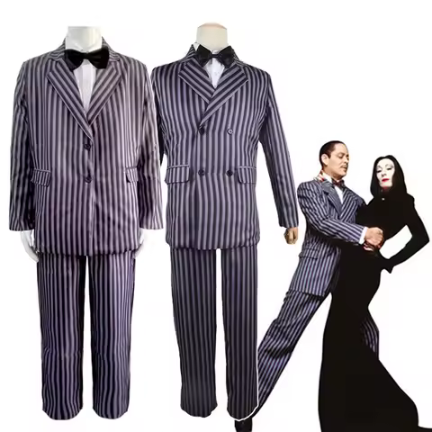 Gomez Addams Cosplay Costumes Suit Movie Wednesday Role Play Uniform Outfits Halloween Carnival Suit