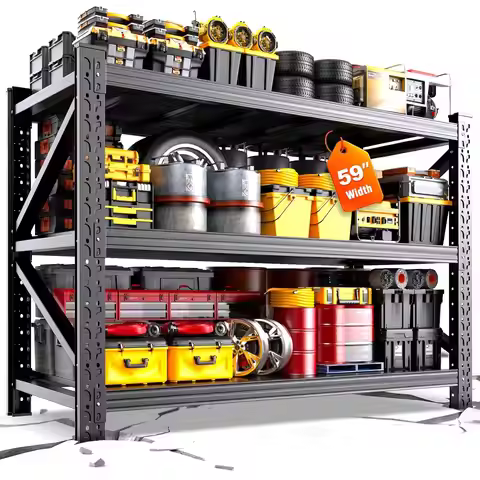 5000LBS Heavy Duty Storage Shelves, 59" W Adjustable Garage Shelving Unit, Rust Proof Large Metal St