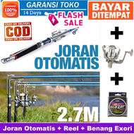Bayar di Tempat 2.7m Komplit Set Joran Pancing Otomatis Stainless Steel + Spinning Reel Yumoshi SC 3