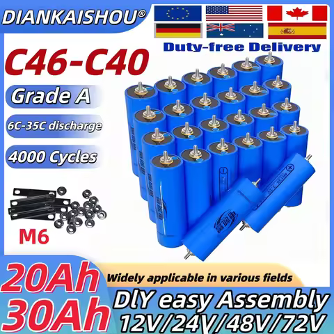 A-Grade 3.2V 30Ah 20Ah 32Ah LiFePO4 High Rate Rechargeable Battery 4000 Cycle Standard 6C Discharge 